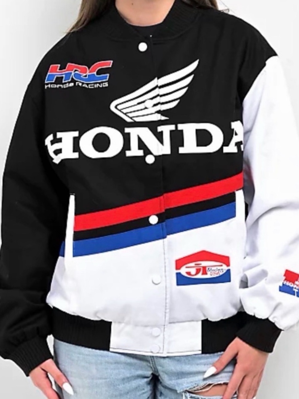 Black & White Honda Racing Bomber Jacket